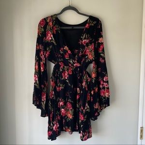 Black floral print dress